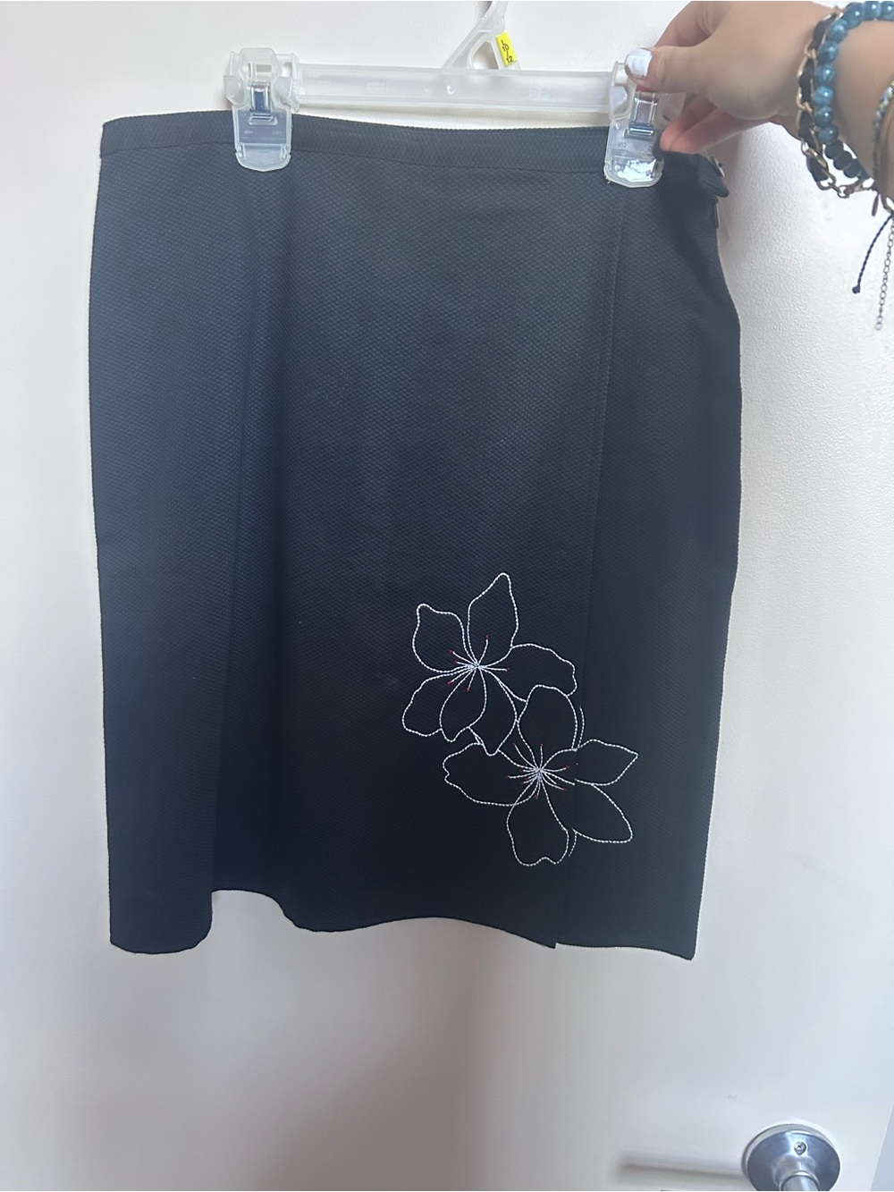 Talbots Black Floral Embroidered Pencil Skirt